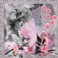 Lady with Grey & Pink